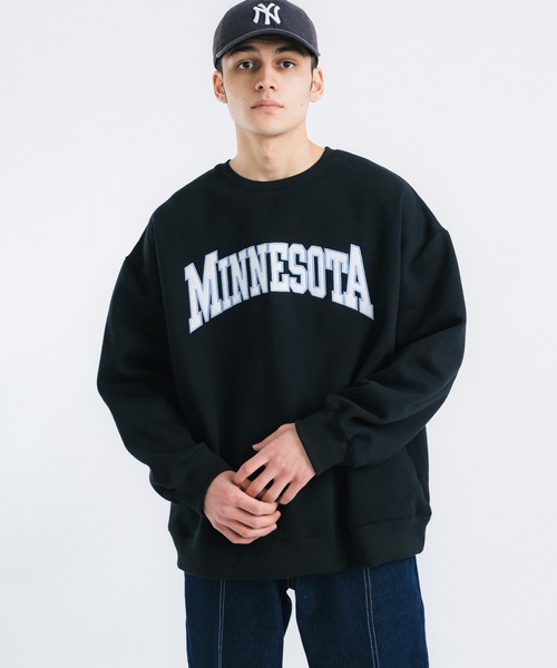 ビッグシルエット ミネソタ カレッジロゴ 刺繍裏起毛スウェット