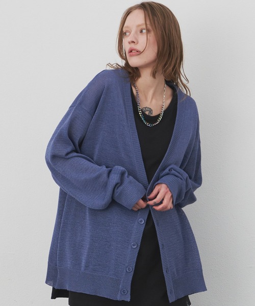 AIVER(アイバー)の「AIVER テープヤーンニットカーディガン(カーディガン/ボレロ・メンズ・ブラック/ブルー/グリーン・MEDIUM/LARGE)」の3枚目の写真