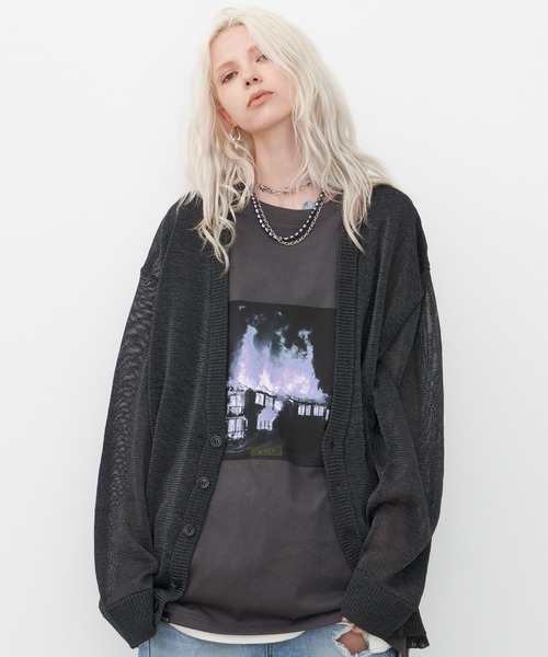 AIVER(アイバー)の「AIVER テープヤーンニットカーディガン(カーディガン/ボレロ・メンズ・ブラック/ブルー/グリーン・MEDIUM/LARGE)」の2枚目の写真