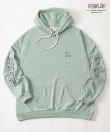 【PEANUTS/ピーナッツ】SNOOPYスヌーピーアームプリントフーディ―/プルパーカー/ビッグシルエット