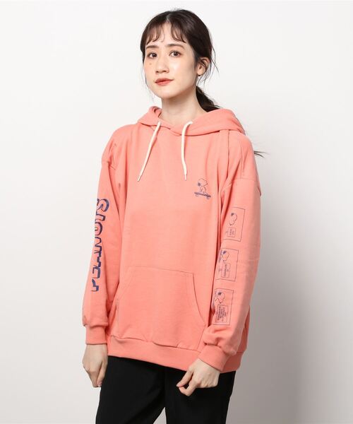 PEANUTS（ピーナッツ）の「【PEANUTS/ピーナッツ】SNOOPYスヌーピーアームプリントフーディ―/プルパーカー/ビッグシルエット（パーカー・レディース・チャコールグレー/オレンジ/アイボリー/ミント・M/L/XL）」の12枚目の写真