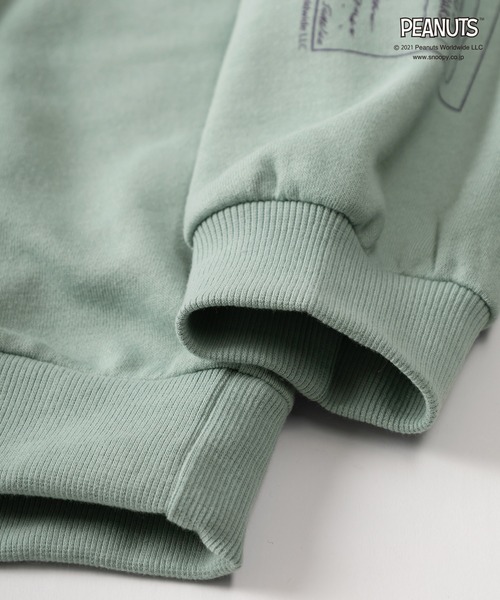 PEANUTS（ピーナッツ）の「【PEANUTS/ピーナッツ】SNOOPYスヌーピーアームプリントフーディ―/プルパーカー/ビッグシルエット（パーカー・レディース・チャコールグレー/オレンジ/アイボリー/ミント・M/L/XL）」の6枚目の写真
