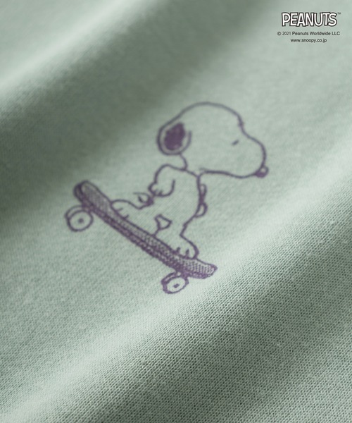 PEANUTS（ピーナッツ）の「【PEANUTS/ピーナッツ】SNOOPYスヌーピーアームプリントフーディ―/プルパーカー/ビッグシルエット（パーカー・レディース・チャコールグレー/オレンジ/アイボリー/ミント・M/L/XL）」の8枚目の写真