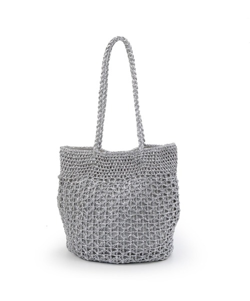 MIAN (ミアン)の「透かし編みフィルムトート(かごバッグ・レディース・ブラック/ブラウン/シルバー/グリーン・FREE)」の19枚目の写真
