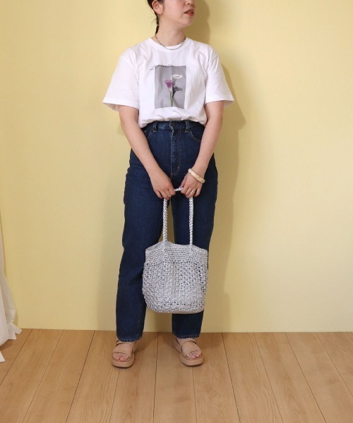 MIAN (ミアン)の「透かし編みフィルムトート(かごバッグ・レディース・ブラック/ブラウン/シルバー/グリーン・FREE)」の7枚目の写真