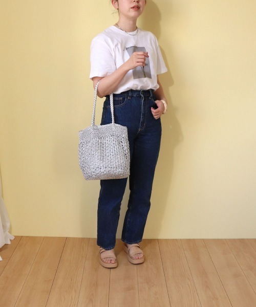 MIAN (ミアン)の「透かし編みフィルムトート(かごバッグ・レディース・ブラック/ブラウン/シルバー/グリーン・FREE)」の18枚目の写真