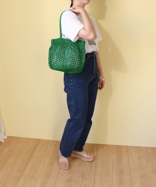 MIAN (ミアン)の「透かし編みフィルムトート(かごバッグ・レディース・ブラック/ブラウン/シルバー/グリーン・FREE)」の12枚目の写真