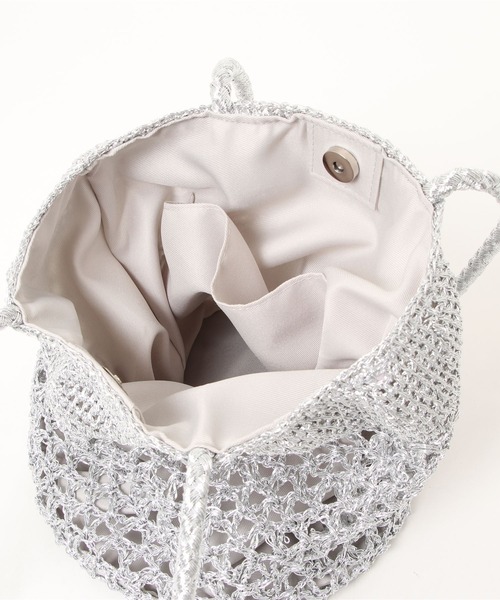 MIAN (ミアン)の「透かし編みフィルムトート(かごバッグ・レディース・ブラック/ブラウン/シルバー/グリーン・FREE)」の22枚目の写真