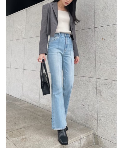 SLY（スライ）の「SHEER S/L SQUARE N/C TOPS シアースリーブ