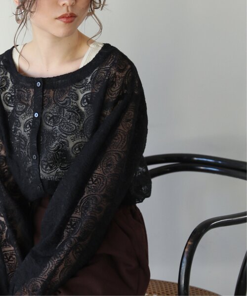 RAY CASSIN（レイカズン）の「ペイズリーレースシアーブラウス（シャツ/ブラウス・レディース・ブラック/キナリ・FREE）」の2枚目の写真
