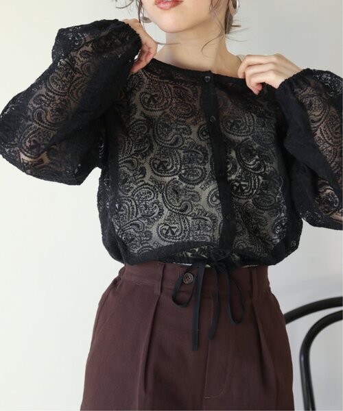 RAY CASSIN（レイカズン）の「ペイズリーレースシアーブラウス（シャツ/ブラウス・レディース・ブラック/キナリ・FREE）」の5枚目の写真