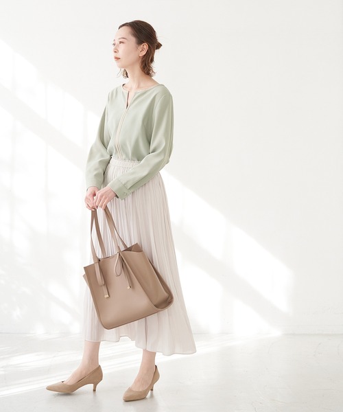 ROPE' PICNIC（ロペピクニック）の「【WEB限定】新色追加/配色パイピングブラウス（シャツ/ブラウス・レディース・ホワイト/ネイビー/オフホワイト/ベージュ系その他/ライトグリーン/サックスブルー・40/38）」の12枚目の写真