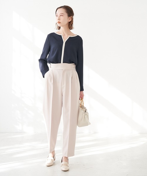 ROPE' PICNIC（ロペピクニック）の「【WEB限定】新色追加/配色パイピングブラウス（シャツ/ブラウス・レディース・ホワイト/ネイビー/オフホワイト/ベージュ系その他/ライトグリーン/サックスブルー・40/38）」の17枚目の写真