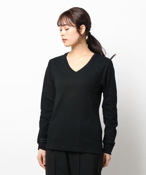 B.I.D.(ビーアイディー)の「《Bd》Vネックワッフルカットソー 半袖(Tシャツ/カットソー・レディース・ホワイト/ブラック/ベージュ/ネイビー/グレー/カーキ/ライトピンク・LARGE/X-LARGE/MEDIUM)」の12枚目の写真