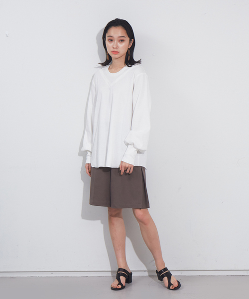 NOMINE（ノミネ）の「サイドタックショートパンツ【セットアップ対応】（その他パンツ・レディース・アイボリー/セージグリーン/モカ・フリー）」の15枚目の写真