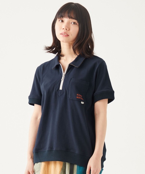 KRIFF MAYER Lady's Collection（クリフメイヤーレディースコレクション）の「ZIPポロ（ポロシャツ・レディース・ブラック/パープル/ネイビー/グレー/オフホワイト/オリーブ/ターコイズブルー/ワインレッド/カラフル・MEDIUM/LARGE）」の5枚目の写真