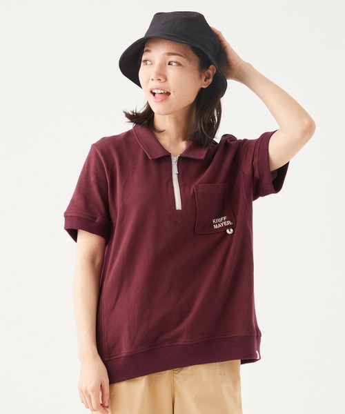 KRIFF MAYER Lady's Collection（クリフメイヤーレディースコレクション）の「ZIPポロ（ポロシャツ・レディース・ブラック/パープル/ネイビー/グレー/オフホワイト/オリーブ/ターコイズブルー/ワインレッド/カラフル・MEDIUM/LARGE）」の8枚目の写真