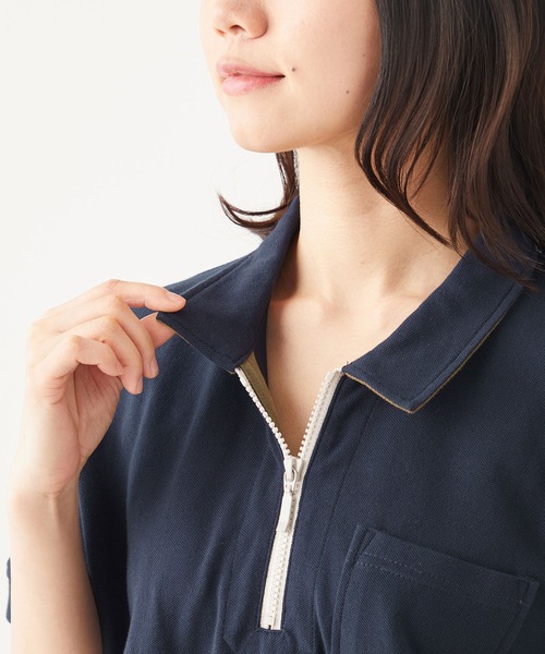 KRIFF MAYER Lady's Collection（クリフメイヤーレディースコレクション）の「ZIPポロ（ポロシャツ・レディース・ブラック/パープル/ネイビー/グレー/オフホワイト/オリーブ/ターコイズブルー/ワインレッド/カラフル・MEDIUM/LARGE）」の17枚目の写真