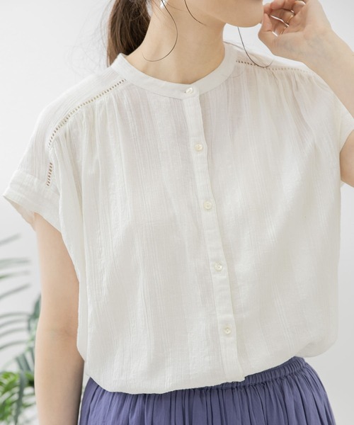 URBAN RESEARCH Sonny Label（アーバンリサーチサニーレーベル）の「楊柳ギャザーフレンチブラウス（シャツ/ブラウス・レディース・オフホワイト/ライトグレー/グリーン/ブラック・FREE）」の14枚目の写真