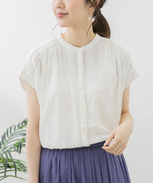 URBAN RESEARCH Sonny Label（アーバンリサーチサニーレーベル）の「楊柳ギャザーフレンチブラウス（シャツ/ブラウス・レディース・オフホワイト/ライトグレー/グリーン/ブラック・FREE）」の15枚目の写真