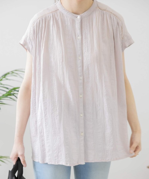 URBAN RESEARCH Sonny Label（アーバンリサーチサニーレーベル）の「楊柳ギャザーフレンチブラウス（シャツ/ブラウス・レディース・オフホワイト/ライトグレー/グリーン/ブラック・FREE）」の7枚目の写真