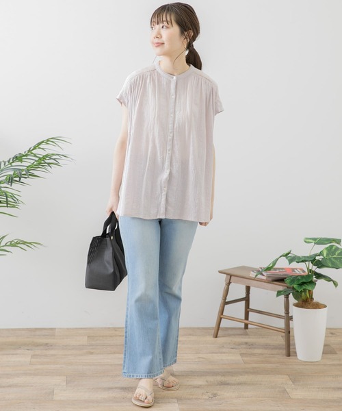 URBAN RESEARCH Sonny Label（アーバンリサーチサニーレーベル）の「楊柳ギャザーフレンチブラウス（シャツ/ブラウス・レディース・オフホワイト/ライトグレー/グリーン/ブラック・FREE）」の12枚目の写真