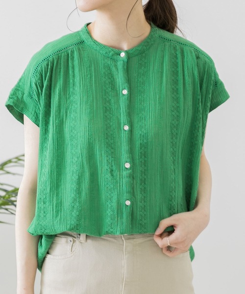 URBAN RESEARCH Sonny Label（アーバンリサーチサニーレーベル）の「楊柳ギャザーフレンチブラウス（シャツ/ブラウス・レディース・オフホワイト/ライトグレー/グリーン/ブラック・FREE）」の20枚目の写真