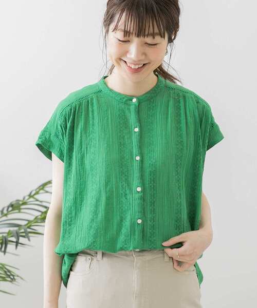 URBAN RESEARCH Sonny Label（アーバンリサーチサニーレーベル）の「楊柳ギャザーフレンチブラウス（シャツ/ブラウス・レディース・オフホワイト/ライトグレー/グリーン/ブラック・FREE）」の21枚目の写真