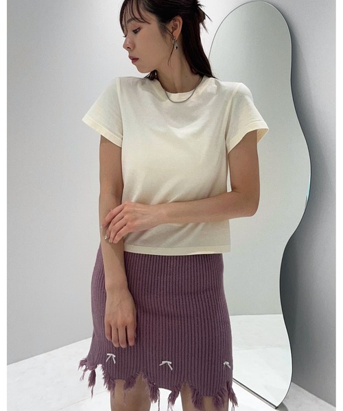 lissi Boutique（リージーブティック）の「【lissi Boutique】ベーシックシンプルTシャツ（Tシャツ/カットソー・レディース・ベージュ/イエロー・FREE）」の6枚目の写真