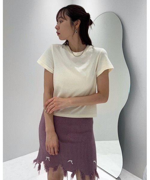 lissi Boutique（リージーブティック）の「【lissi Boutique】ベーシックシンプルTシャツ（Tシャツ/カットソー・レディース・ベージュ/イエロー・FREE）」の7枚目の写真