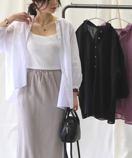 HONEYSUCKLE ROSE（ハニーサックルローズ）の「【HONEYSUCKLE ROSE】ローン無地ブラウス（シャツ/ブラウス・レディース・ブラック/パープル/オフホワイト・M/L）」の2枚目の写真