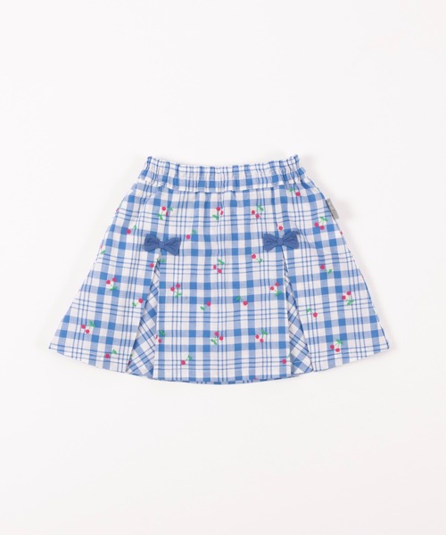 KP(ケーピー)の「さくらんぼ刺しゅうチェック柄スカート(100-130cm)(スカート・キッズ・ピンク/ブルー・110cm/100cm/120cm/130cm)」の2枚目の写真
