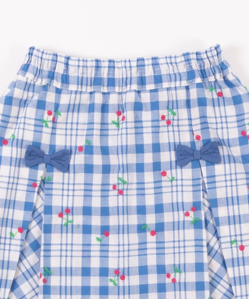KP(ケーピー)の「さくらんぼ刺しゅうチェック柄スカート(100-130cm)(スカート・キッズ・ピンク/ブルー・110cm/100cm/120cm/130cm)」の3枚目の写真