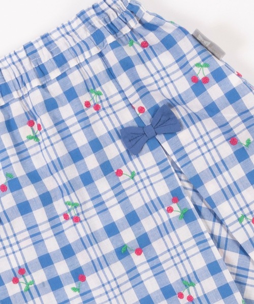 KP(ケーピー)の「さくらんぼ刺しゅうチェック柄スカート(100-130cm)(スカート・キッズ・ピンク/ブルー・110cm/100cm/120cm/130cm)」の4枚目の写真