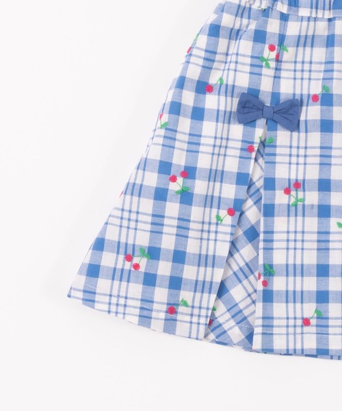 KP(ケーピー)の「さくらんぼ刺しゅうチェック柄スカート(100-130cm)(スカート・キッズ・ピンク/ブルー・110cm/100cm/120cm/130cm)」の5枚目の写真