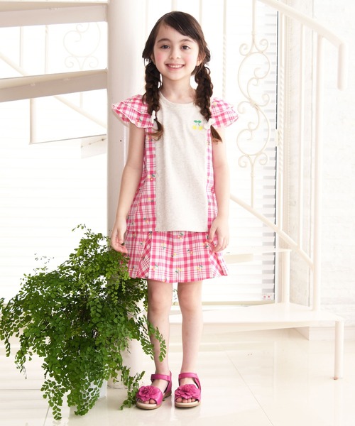 KP(ケーピー)の「さくらんぼ刺しゅうチェック柄スカート(100-130cm)(スカート・キッズ・ピンク/ブルー・110cm/100cm/120cm/130cm)」の11枚目の写真