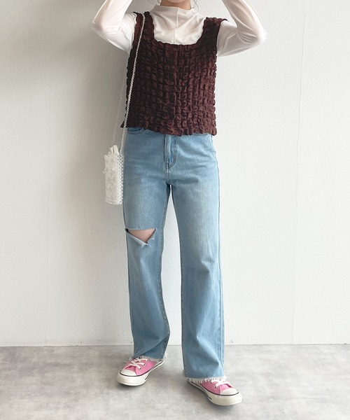 w closet（ダブルクローゼット）の「ポコポコ2WAYビスチェ（その他トップス・レディース・ブラウン/アイボリー/サックスブルー系1/ブラック・FREE）」の17枚目の写真