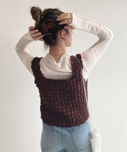 w closet（ダブルクローゼット）の「ポコポコ2WAYビスチェ（その他トップス・レディース・ブラウン/アイボリー/サックスブルー系1/ブラック・FREE）」の15枚目の写真