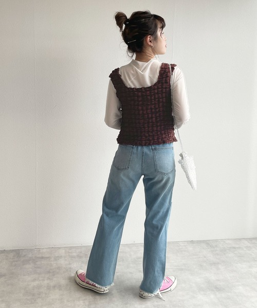 w closet（ダブルクローゼット）の「ポコポコ2WAYビスチェ（その他トップス・レディース・ブラウン/アイボリー/サックスブルー系1/ブラック・FREE）」の14枚目の写真