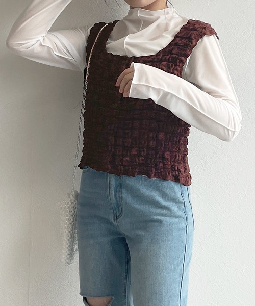 w closet（ダブルクローゼット）の「ポコポコ2WAYビスチェ（その他トップス・レディース・ブラウン/アイボリー/サックスブルー系1/ブラック・FREE）」の12枚目の写真