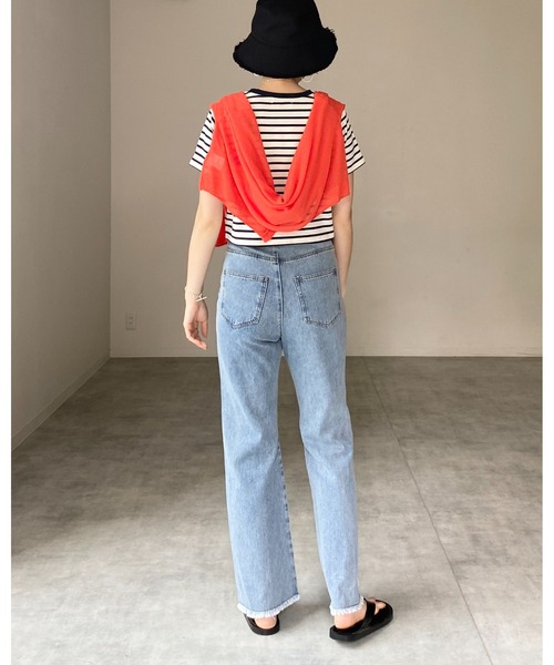 She's Closet（シーズクローゼット）の「クルーネックリンガーボーダー半袖クロップドTシャツ（Tシャツ/カットソー・レディース・ホワイト/ネイビー/グリーン/ミント・FREE）」の11枚目の写真