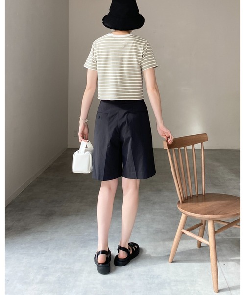 She's Closet（シーズクローゼット）の「クルーネックリンガーボーダー半袖クロップドTシャツ（Tシャツ/カットソー・レディース・ホワイト/ネイビー/グリーン/ミント・FREE）」の22枚目の写真