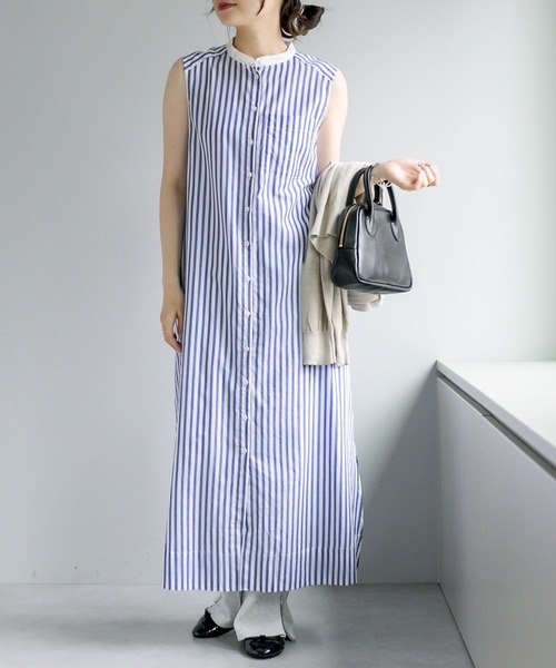 PUAL CE CIN（ピュアルセシン）の「クレリック ノースリーブワンピース（ワンピース・レディース・ベージュ/スミクロ/ブルー系/イエロー系・FREE）」の3枚目の写真