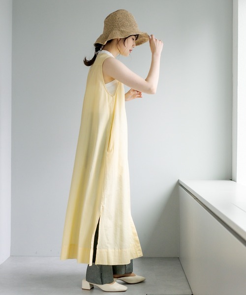 PUAL CE CIN（ピュアルセシン）の「クレリック ノースリーブワンピース（ワンピース・レディース・ベージュ/スミクロ/ブルー系/イエロー系・FREE）」の19枚目の写真