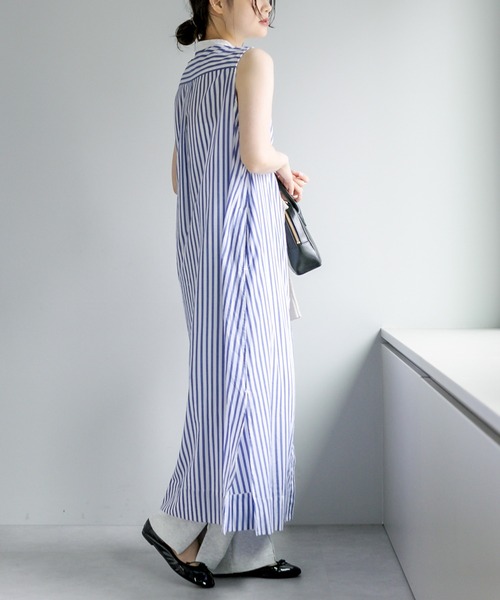 PUAL CE CIN（ピュアルセシン）の「クレリック ノースリーブワンピース（ワンピース・レディース・ベージュ/スミクロ/ブルー系/イエロー系・FREE）」の20枚目の写真