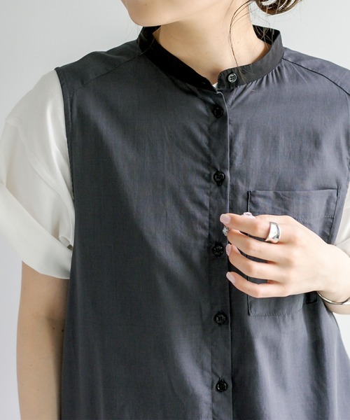 PUAL CE CIN（ピュアルセシン）の「クレリック ノースリーブワンピース（ワンピース・レディース・ベージュ/スミクロ/ブルー系/イエロー系・FREE）」の6枚目の写真