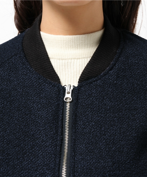 OUTLET(アウトレット)の「【Chez toi】Fレザー×ブークレスタジャン(スタジャン・レディース・キャメル/ネイビー・MEDIUM)」の6枚目の写真