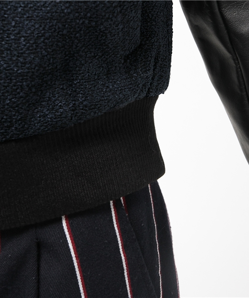 OUTLET(アウトレット)の「【Chez toi】Fレザー×ブークレスタジャン(スタジャン・レディース・キャメル/ネイビー・MEDIUM)」の9枚目の写真