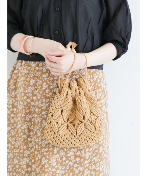 ehka sopo（エヘカソポ）の「マクラメ巾着ショルダーバッグ（ショルダーバッグ・レディース・ベージュ/キナリ/ブラック・ﾌﾘ-）」の3枚目の写真