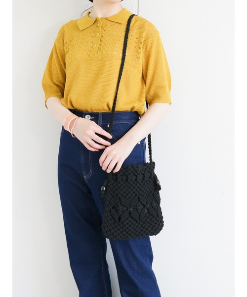 ehka sopo（エヘカソポ）の「マクラメ巾着ショルダーバッグ（ショルダーバッグ・レディース・ベージュ/キナリ/ブラック・ﾌﾘ-）」の21枚目の写真